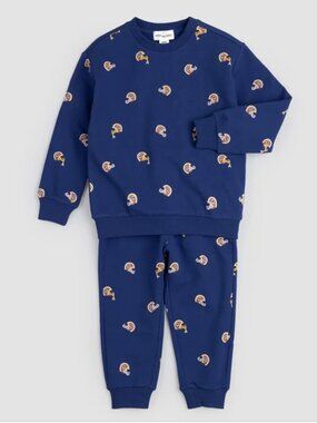 NWT MILES THE LABEL BOYS FOOTBALL HELMET PRINT ORGANIC COTTON JOGGER SET